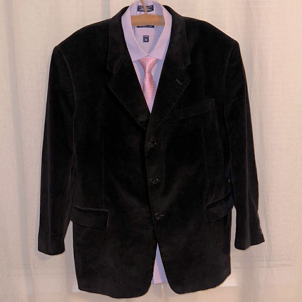 Monsieur Adolfo 49L-50L Black Corduroy Blazer Sport Jacket